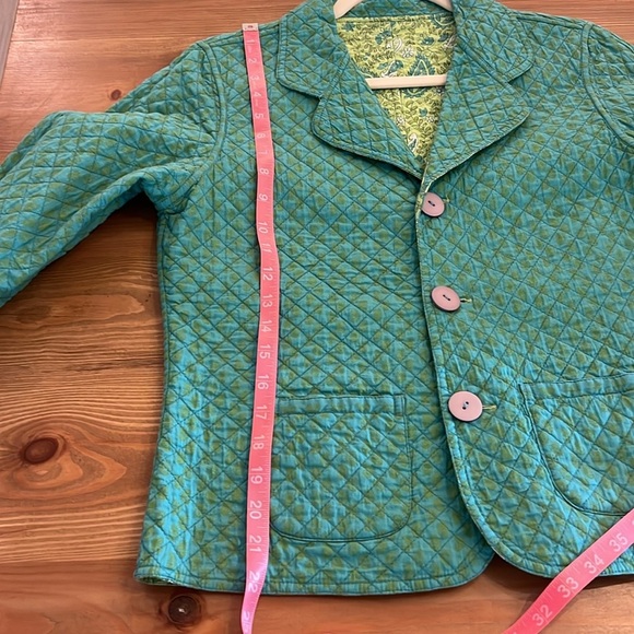 Vintage Quilted Reversible Norm Thompson Green Teal Paisley Print Cotton Jacket - Picture 16 of 16